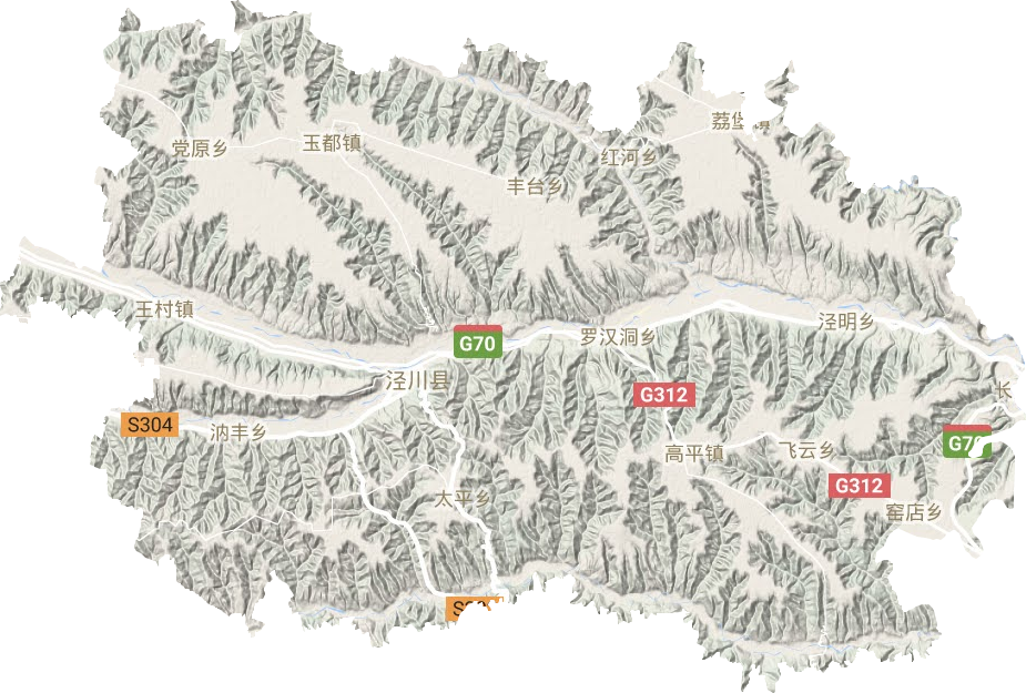 涇川縣地形圖