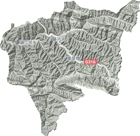留鳳關(guān)鎮(zhèn)地形圖