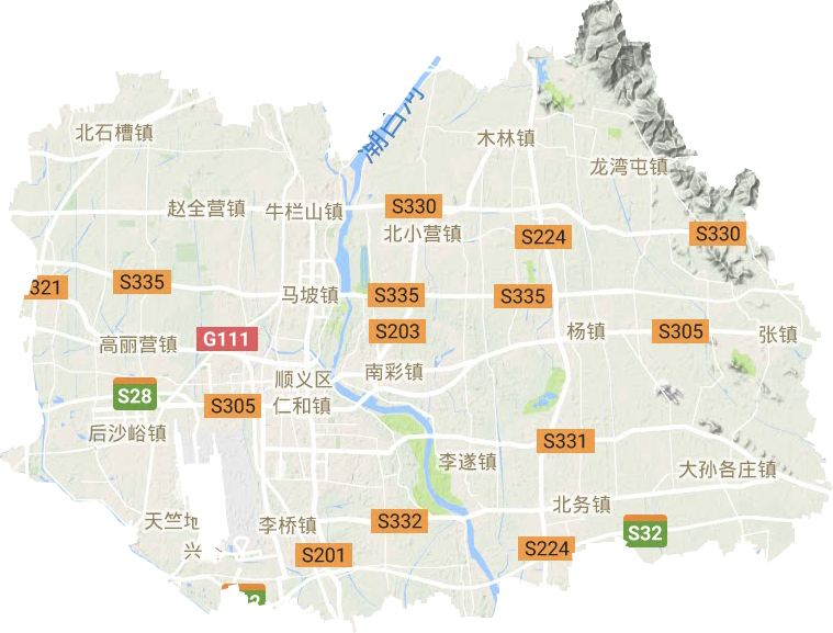 順義區地形圖
