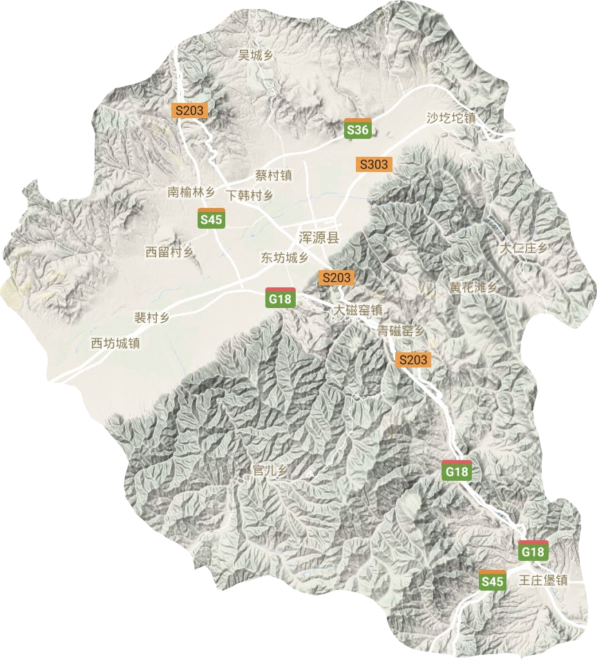 渾源縣地形圖