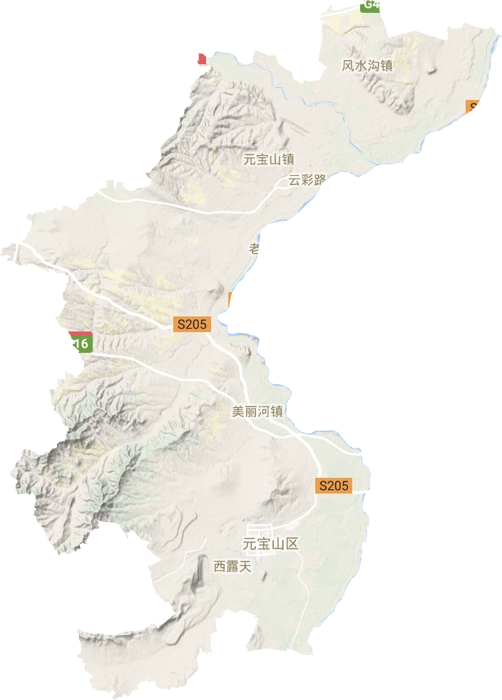 元寶山區(qū)地形圖