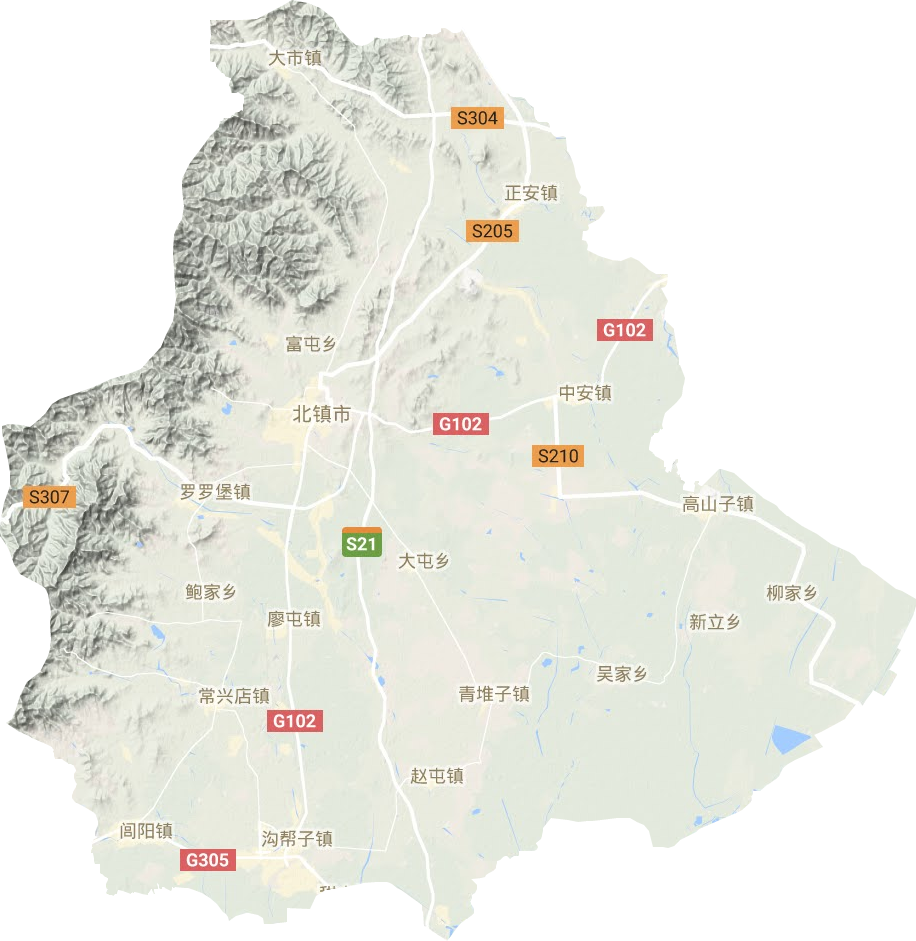 北鎮(zhèn)市地形圖