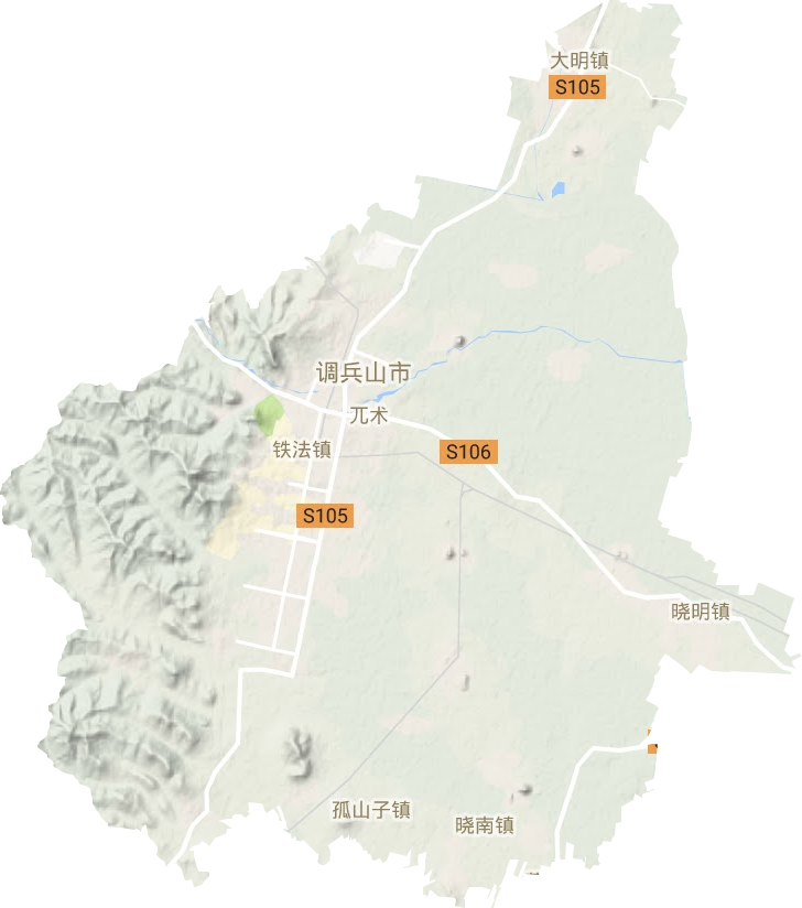 調兵山市地形圖