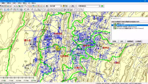 等高線疊加矢量路網(wǎng)、水系、行政邊界